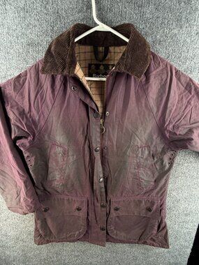 Barbour L99 Winter Bedale Size 6 US Waxed Jacket Women Full Zip Purple ***